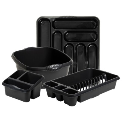 Kunststoff Küchenset 39cm Spülschüssel Besteckkasten + Abtropfschale + Spüle ordentlich