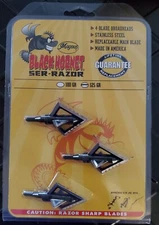 Magnus Black Hornet Ser-Razor Broadheads - 125gr - 4 Blade - 3 Pack - BHSR1254