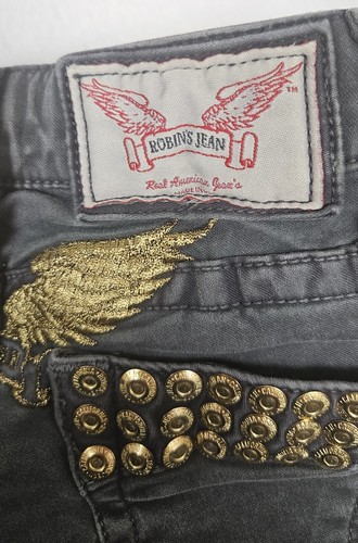 Robin's Jean Kid's Gold Studded Wings Denim Gray Pants Jeans Size 2 - Picture 16 of 19