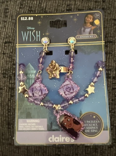 Disney Wish Jewelry Set. Necklace, Earrings & Ring. New From Claire’s