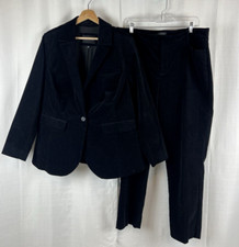 Eloquii Vintage Suit Women's Size 14 Blazer Jacket Pants Set Velour Black