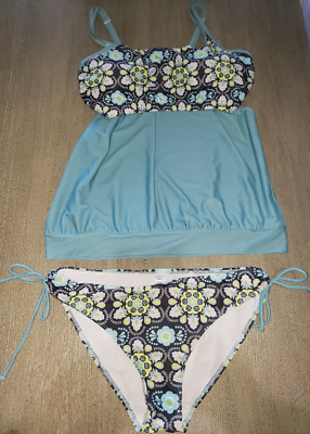 womens XL 2 pc SWIM SWIMMING SUIT paisley style design BLUES CUTE!