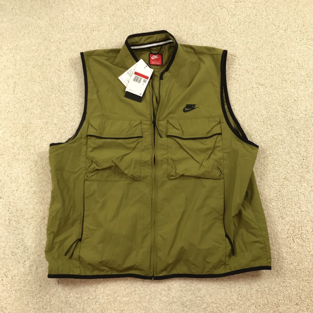 Nike Tech Woven Utility Vest Mens Large New FZ0748-307 Full Zip