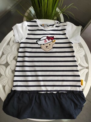 Steiff Kleid Mädchen Gr. 62 68 74 80 navy blau weiß maritim