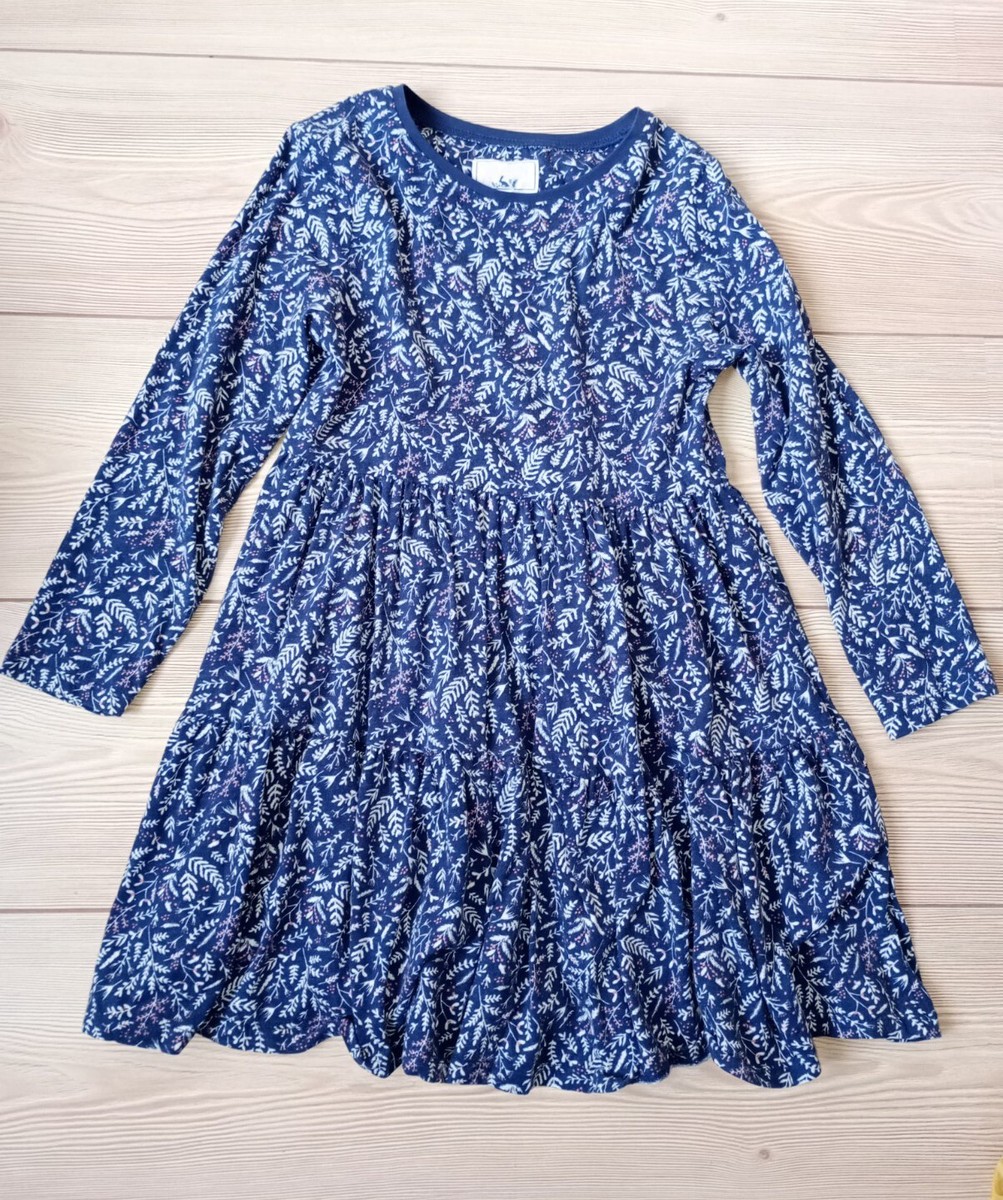 Girls Mantaray Blue Long Sleeved Dress 7-8 Years UK