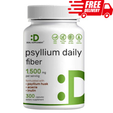 Psyllium Husk 1500mg Per Serving, 300 Capsules, Non-GMO  Gluten Free, 3 in 1