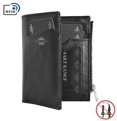 Mens Wallet with Coin Pocket RFID Blocking Leather Wallet Credit
