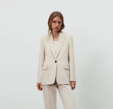 ZARA WOMAN NEW STRAIGHT CUT BLAZER WITH POCKETS STONE BEIGE  2761/057  XS - XXL