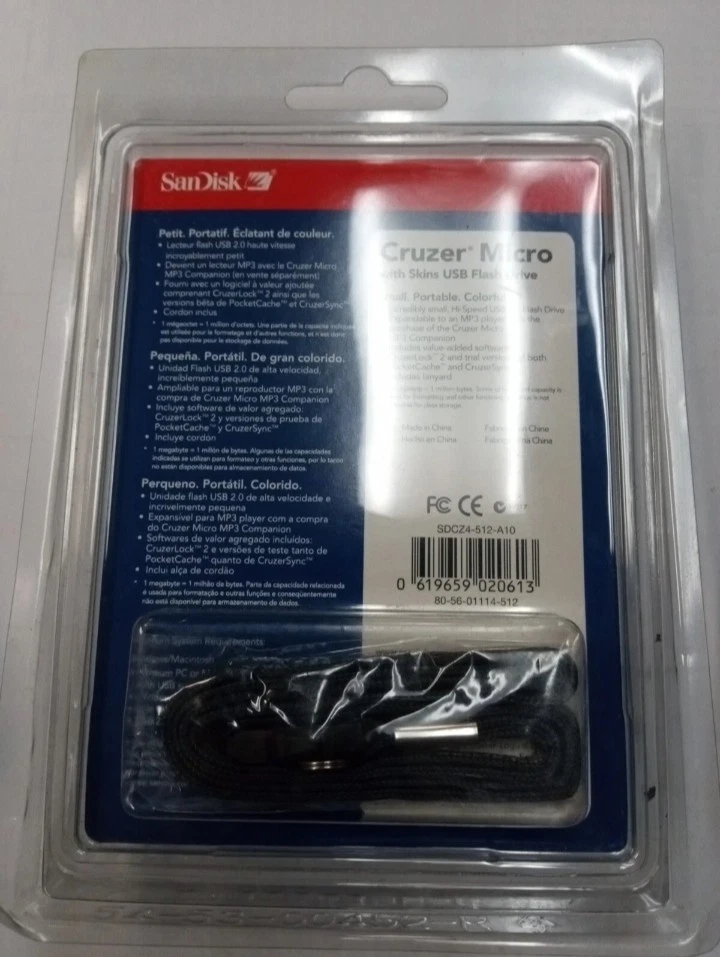 SanDisk Cruzer Micro 512MB USB Flash Drive with Skins SDCZ4-512-A10 - Image 2 of 2