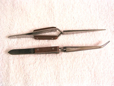 2 stainless insulated self locking spring grip tweezers straight  angle 6.5"
