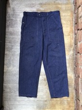 Vintage French Work Pants Sanfor Blue Distress Canvas Work Wear Chore Pants