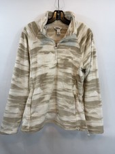 Eddie Bauer Women's M Beige White Fleece 1/4 Zip Pullover w/Pockets. SO soft