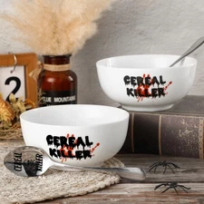 2 Sets Cereal Killer Bowl and Spoon Set 20 oz Cereal Bowl Salad Bowls Spoon E...