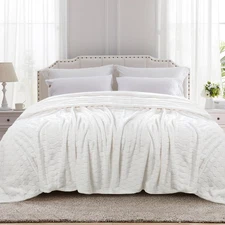 TOONOW Fleece Bed Blanket Queen Size 90x90 inches, Super Soft Fluffy Fuzzy Pl...
