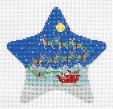 SP.ORDER  Santa, Sleigh  Reindeer STAR 18mesh Needlepoint Canvas Susan Roberts