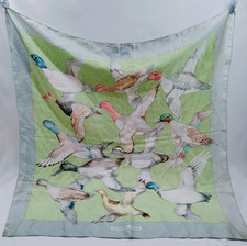Rara 1986! Sciarpa Hermes 100% seta Carre 90 SAUVAGINE EN VOL gregge di uccellini