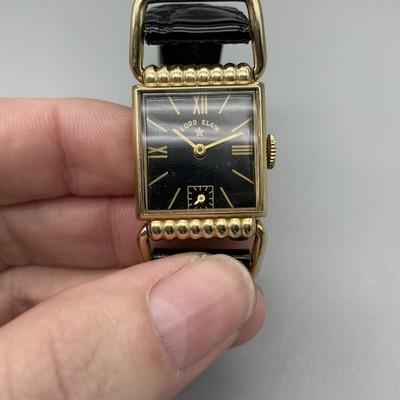 Vintage Lord Elgin Mens Watch 21mm Black Dial 14K Gold Filled 4602 Manual Wind Vintage Lord Elgin Mens Watch 21mm Black Dial 14K Gold  main image 4
