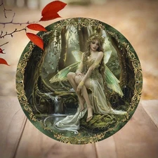 Tin Metal Signs Home Décor 8x8 Enchanted Forest Fairy Round Iron Wall Art,Diamet