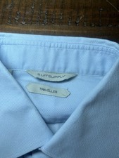 suitsupply Men  s Button Up Long Sleeve Blue Traveler Slim Fit Shirt 39 15 1/2