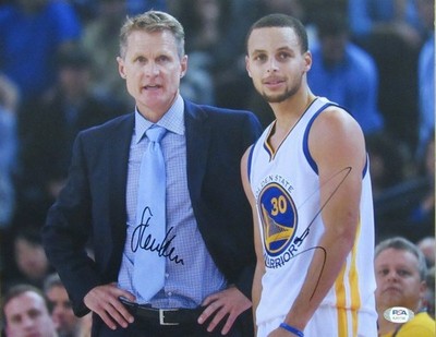 Steph Curry/Steve Kerr Dual-Autographed 11x14 Photo Warriors
