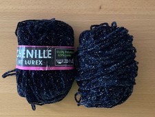 Schwarzes Chenille-Garn mit Goldglitzer (Lurex)