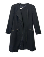 ALEXANDER MQUEEN Black Virgin Wool Jacket Zip Closure Pocket Size IT-36 US 4