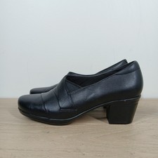 Clarks Collection Pumps Womens 7.5 Black Leather Block Heel Office Career