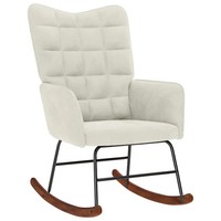 Schaukelstuhl Samt Creme Design Sessel Wohnzimmer Relax