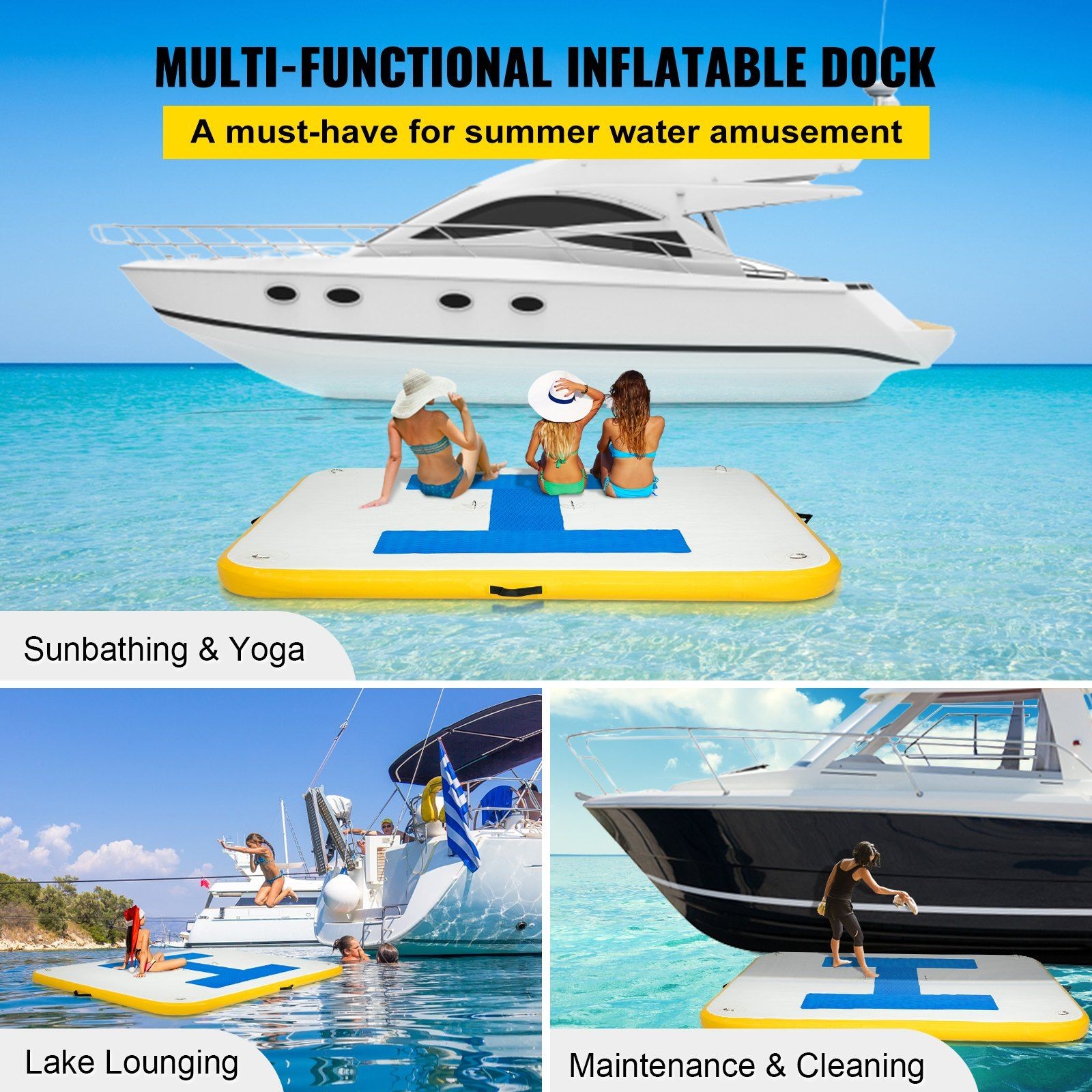 8x5ft Inflatable Dock Platform with Electric Air Pump &amp; Floating Base