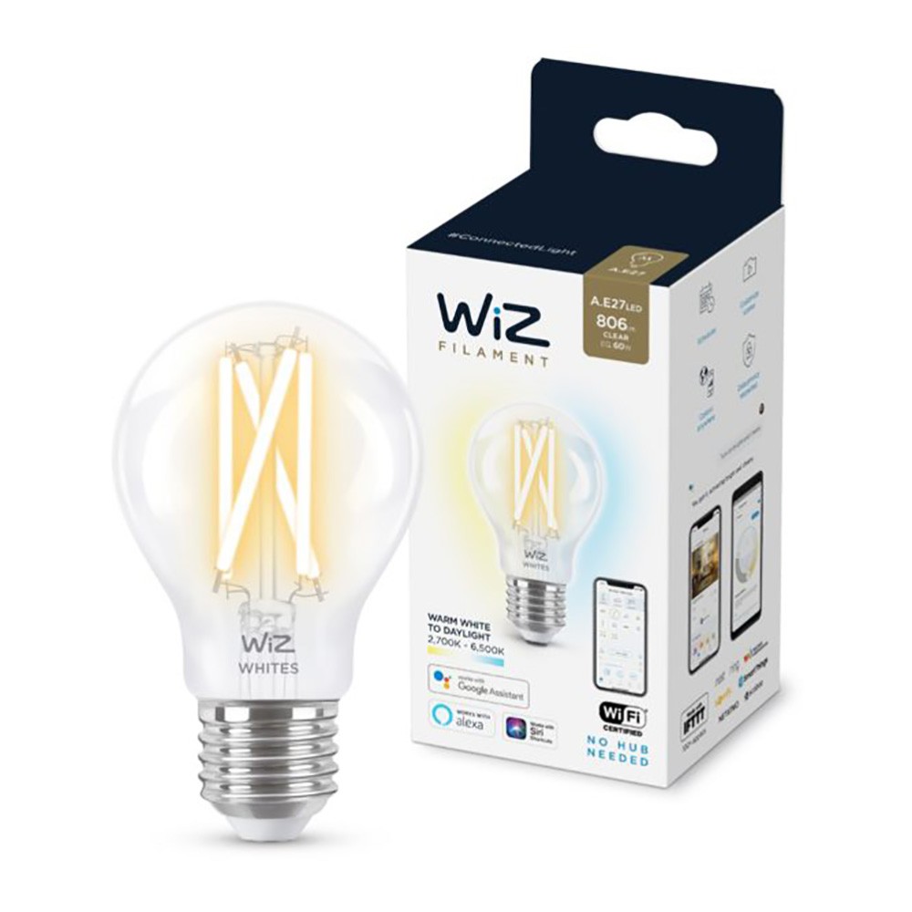 WiZ Smart LED Filament Bulb 6.7W = 60W E27 Clear 806Lm 2700K-6500K Dimmable WiFi