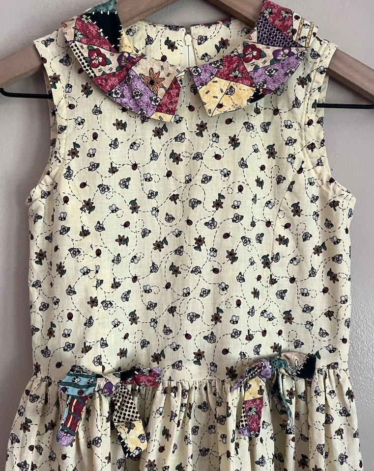 Conjunto de vestido chaqueta vintage para niñas amarillo Ladybug estampado de abeja talla 8 Foto 4 de 4