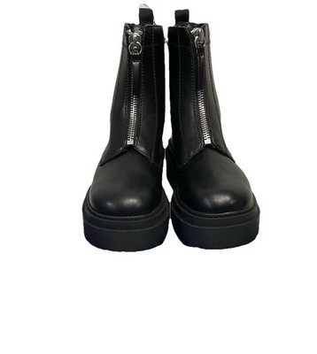 Y2K Style Black Chunky Platform Combat Boots Lug Sole Zip  display picture 1