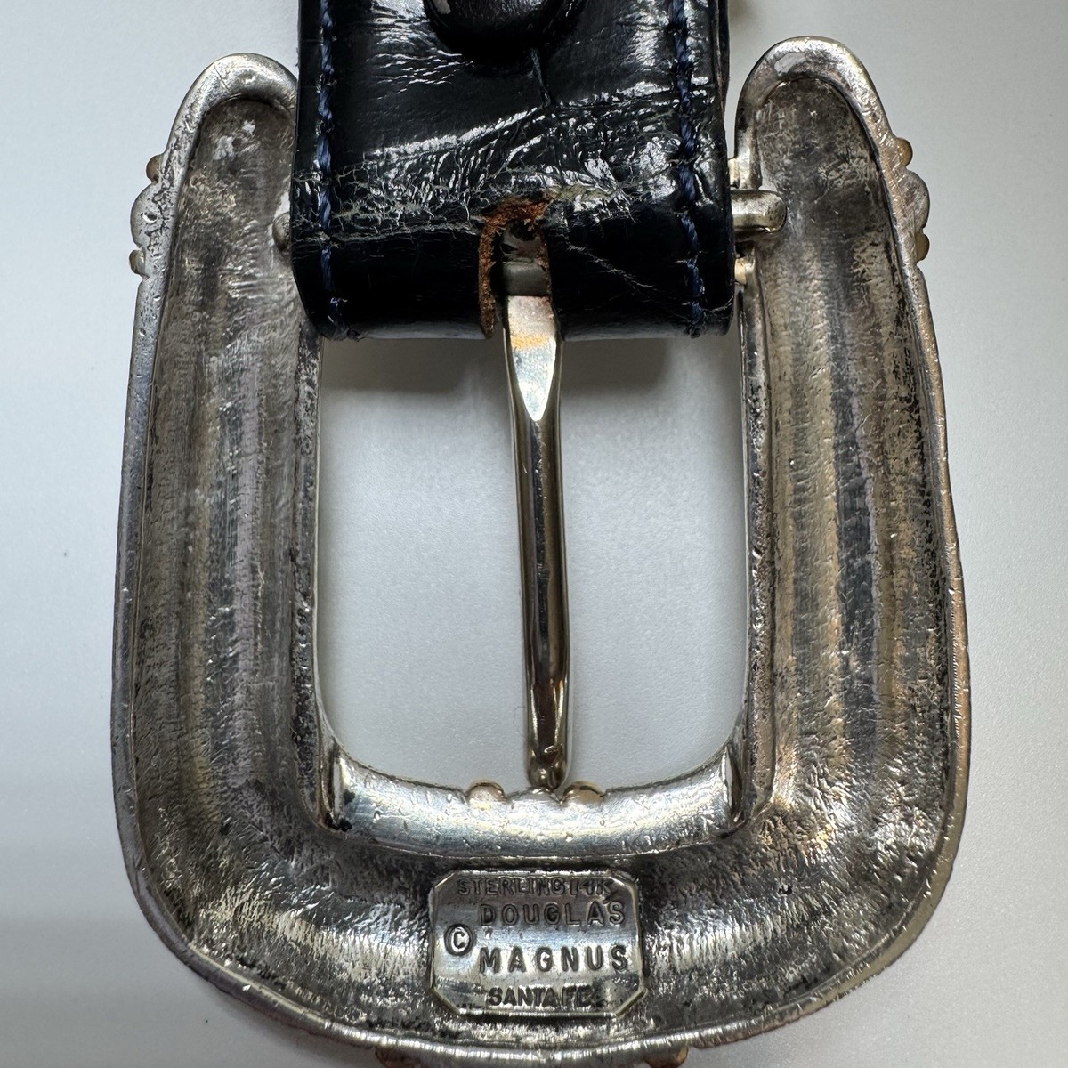 Douglas Magnus Santa Fe Sterling Silver and 14K Gold Belt Buckle 