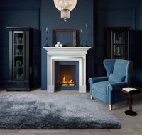 Plush Rug Shaggy Airforce Blue Thick Pile Plain Lounge Large Fluffy Living Room