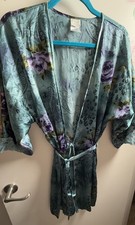 California Miss Floral Satin Robe Medium Vintage Style Belted 90s Loungewear