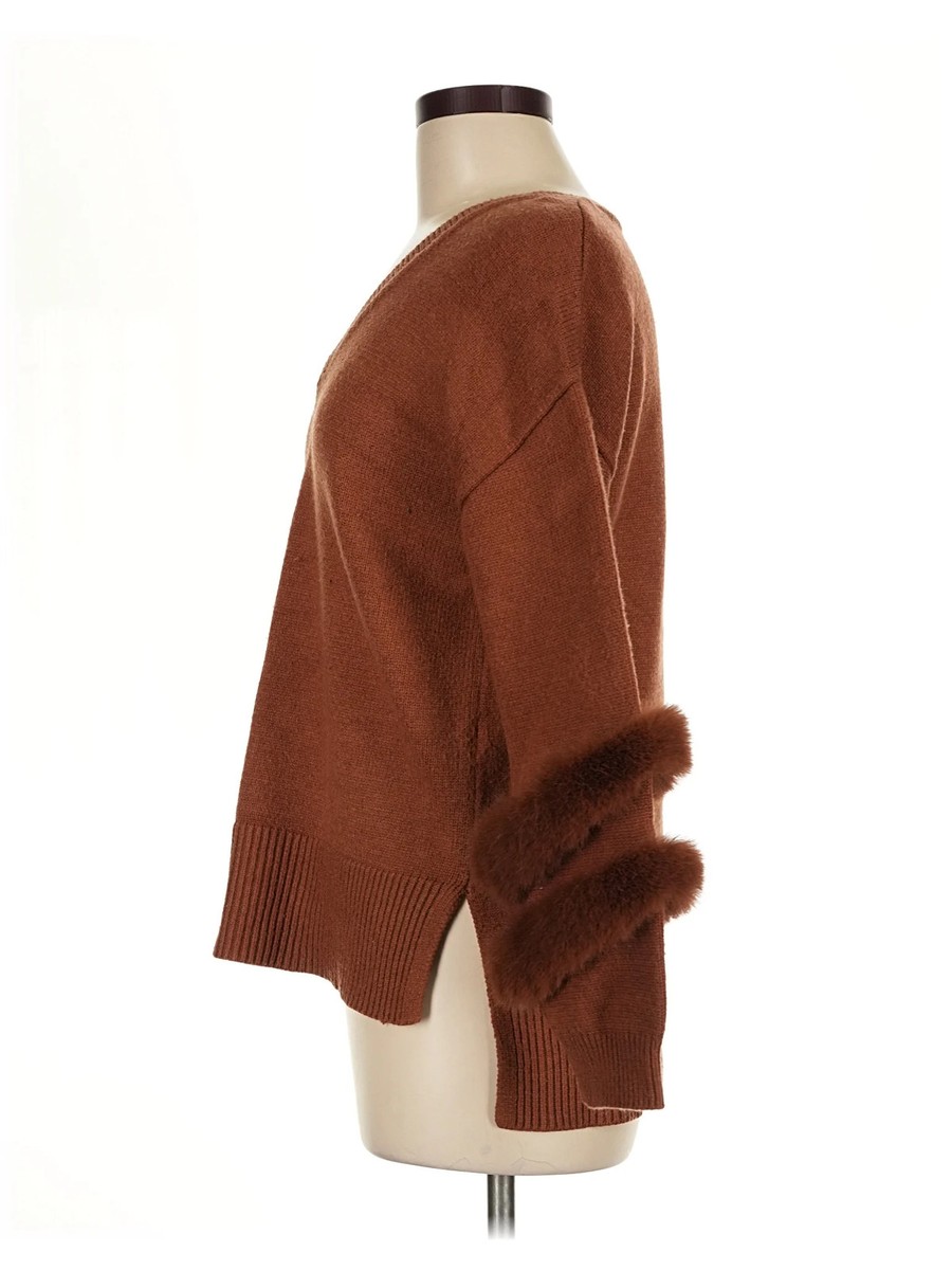 Saks Fifth Avenue Women Brown Pullover Sweater M View 4