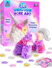 3D Poke in Art Kit - Mess-Free Unicorn Craft Birthday Gift for Girls Ages 4 5 6