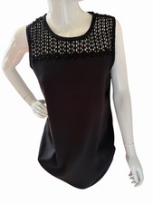 Calvin Klein Women's Sleeveless Black Dress, Embroidery Neckline Size 10