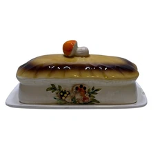 Vintage Merry Mushroom Sears & Roebuck Covered Butter Dish 1978 CeramicGUC