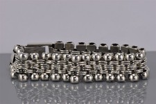 BOLD Sterling Silver 16mm Circle Linked Roller Bar Statement Bracelet 47g 7.5"