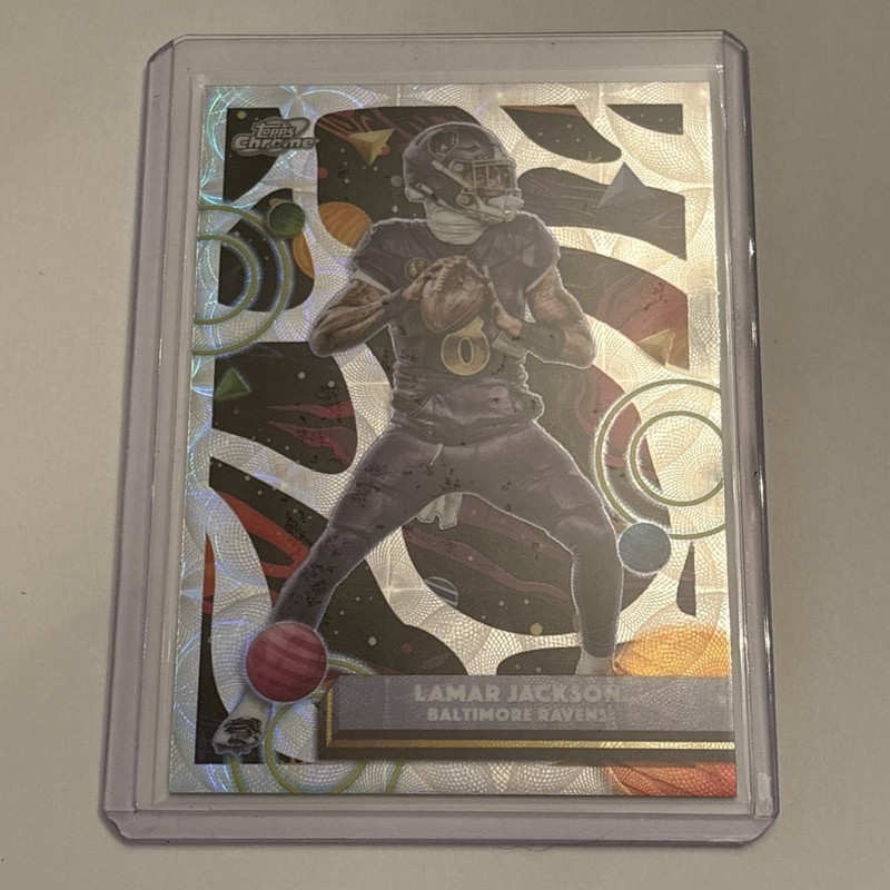 2025 TOPPS COSMIC CHROME FOOTBALL LAMAR JACKSON #7 NUCLEUS REFRACTOR SP RAVENS