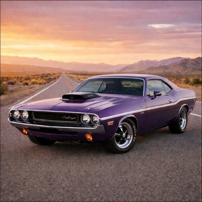 Dodge Challenger R/T HEMI Muscle Car Poster 70er Garage Wandbild