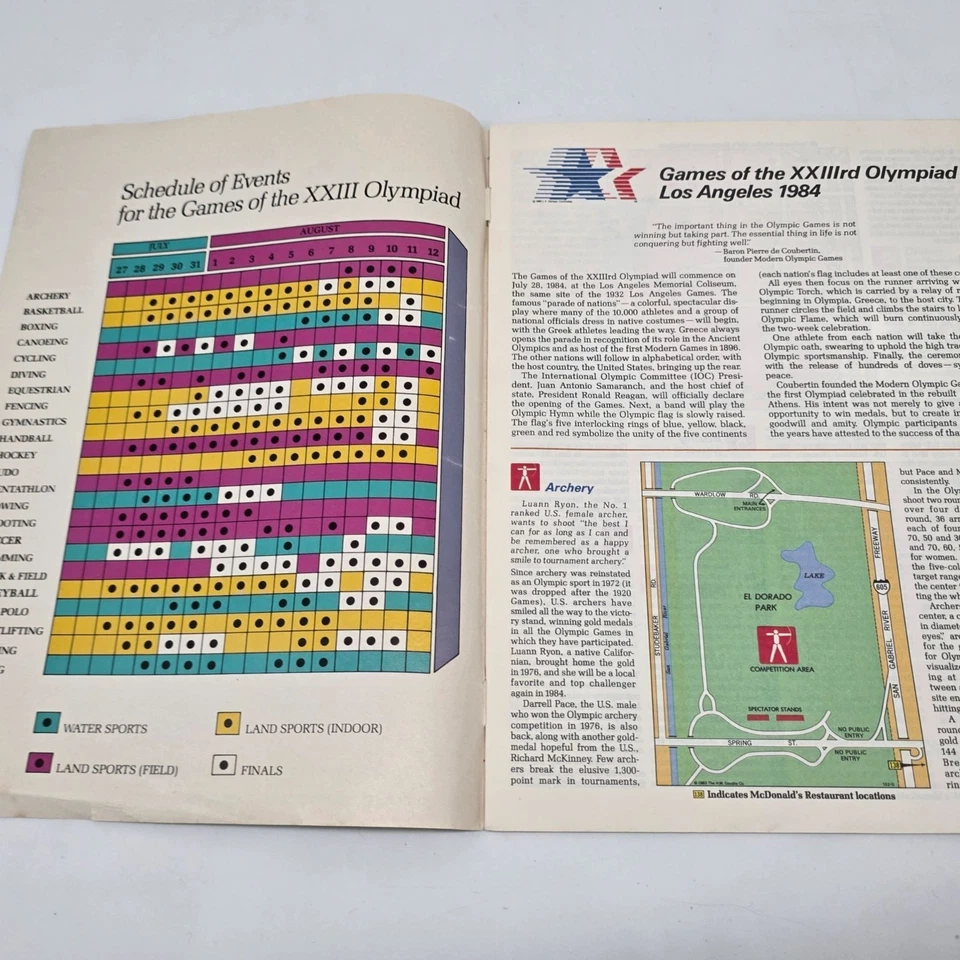 1984 McDonalds Olympic Games Program XXIIIrd Olympiad Collectible - Image 4 of 4