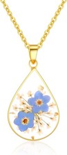 Forget-Me-Not and Queen Teardrop Anne's Lace Necklace