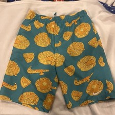 Nike Boys XL Blue/Yellow Turtle Print Swim Shorts, Elastic Waist, Lined, Pockets