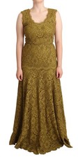 Dolce & Gabbana Brown Floral Lace Maxi Floor Length Women's Dress Authentic