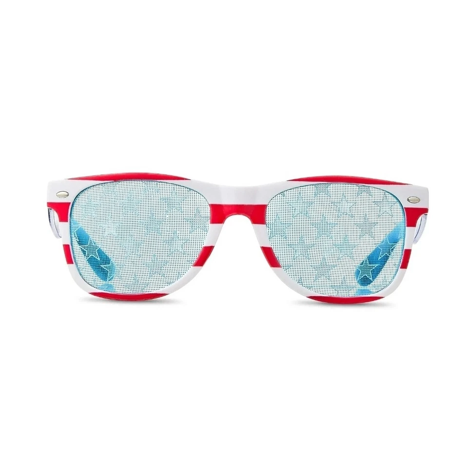 Gafas de sol patrióticas EE. UU. estrellas rojas, blancas y azules en lentes fiesta del 4 de julio Foto 4 de 4
