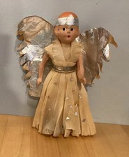 Vintage Noma Tree Top Angel Blond Hair Compo Body Foil Wings Crepe Paper Dress