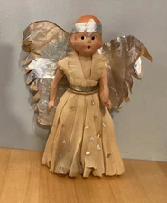Vintage Noma Tree Top Angel Blond Hair Compo Body Foil Wings Crepe Paper Dress