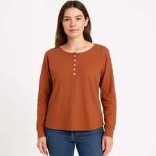 Wishlist Women's Brown Long Sleeve Pullover Top Size S